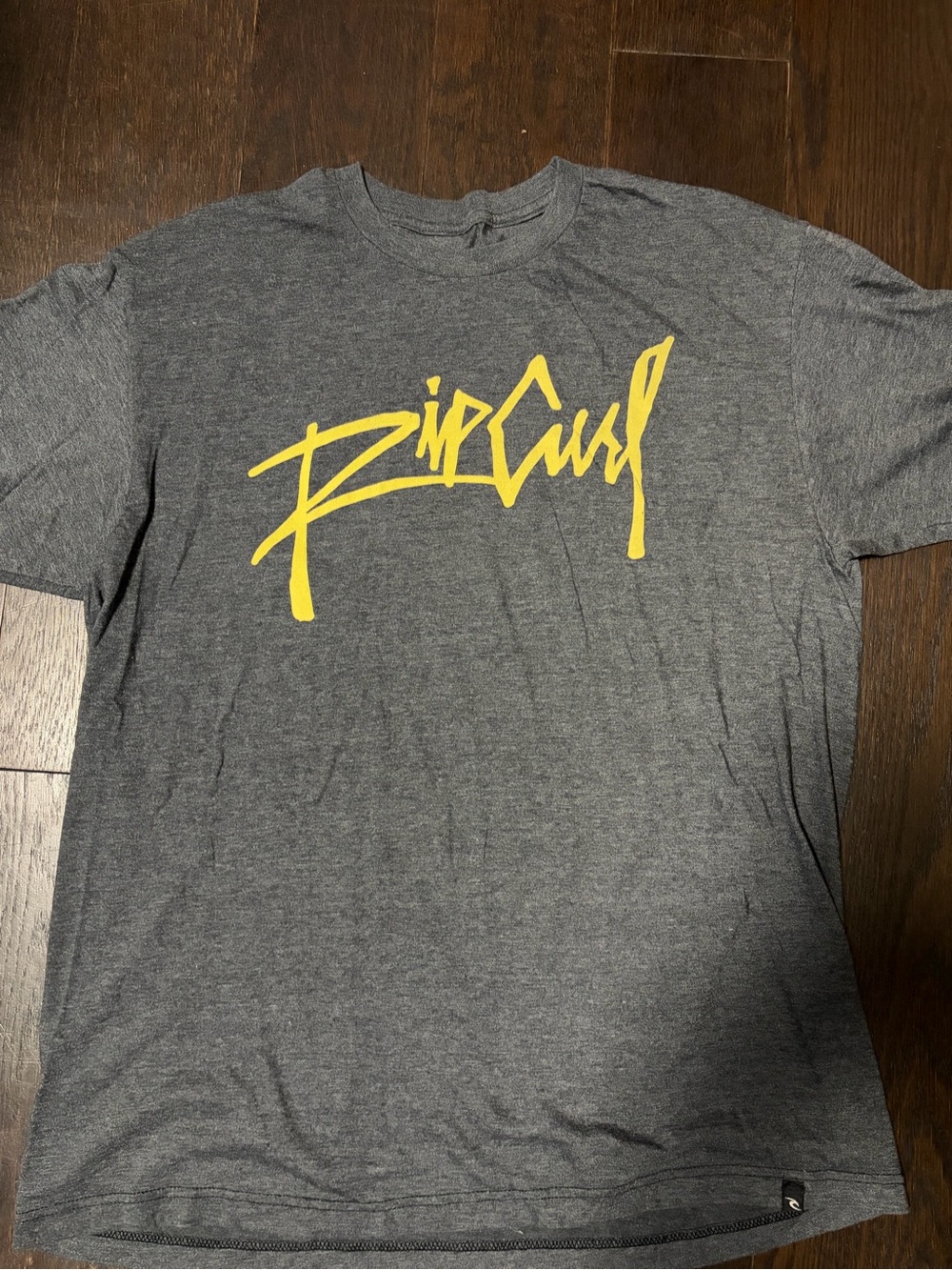 Rip Curl Gray Short Sleeve Tee with Yellow Script Logo